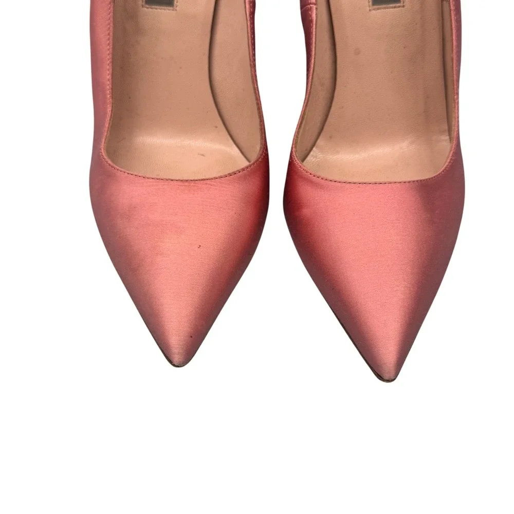 Size 7 - SJP Sarah Jessica Parker Lucille Satin Pointed Toe Bow High Heels Pink